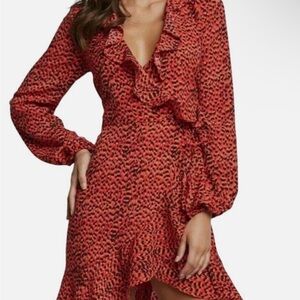 Bardot Vibrant Red Long Sleeve Dress